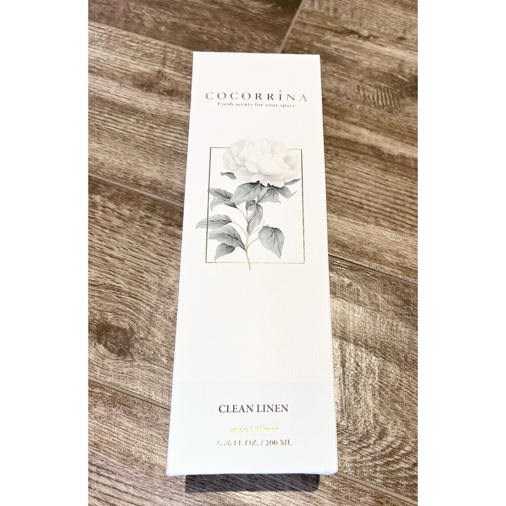 NEW Cocorrina Reed Diffuser Set 6.7 Oz Clean Linen Scented Diffuser w/ Sticks
